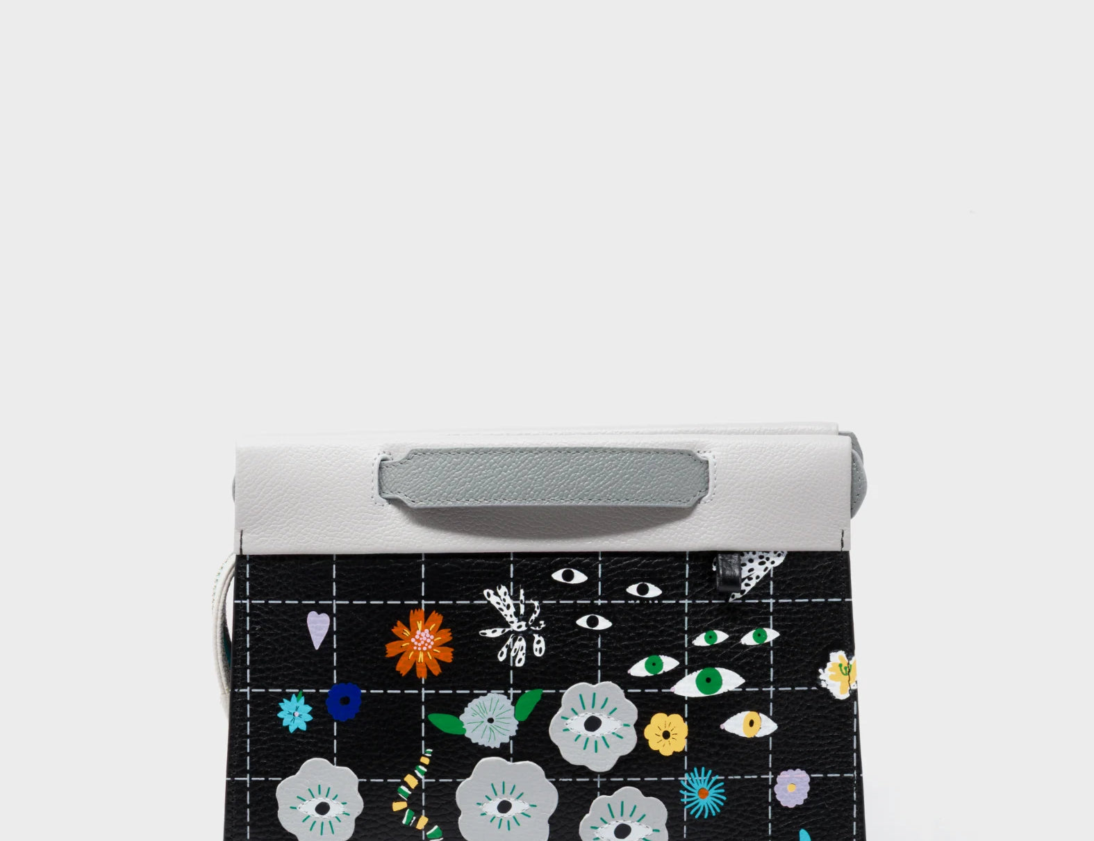 Vali Crossbody Black Leather Bag - Floralia Design - Front