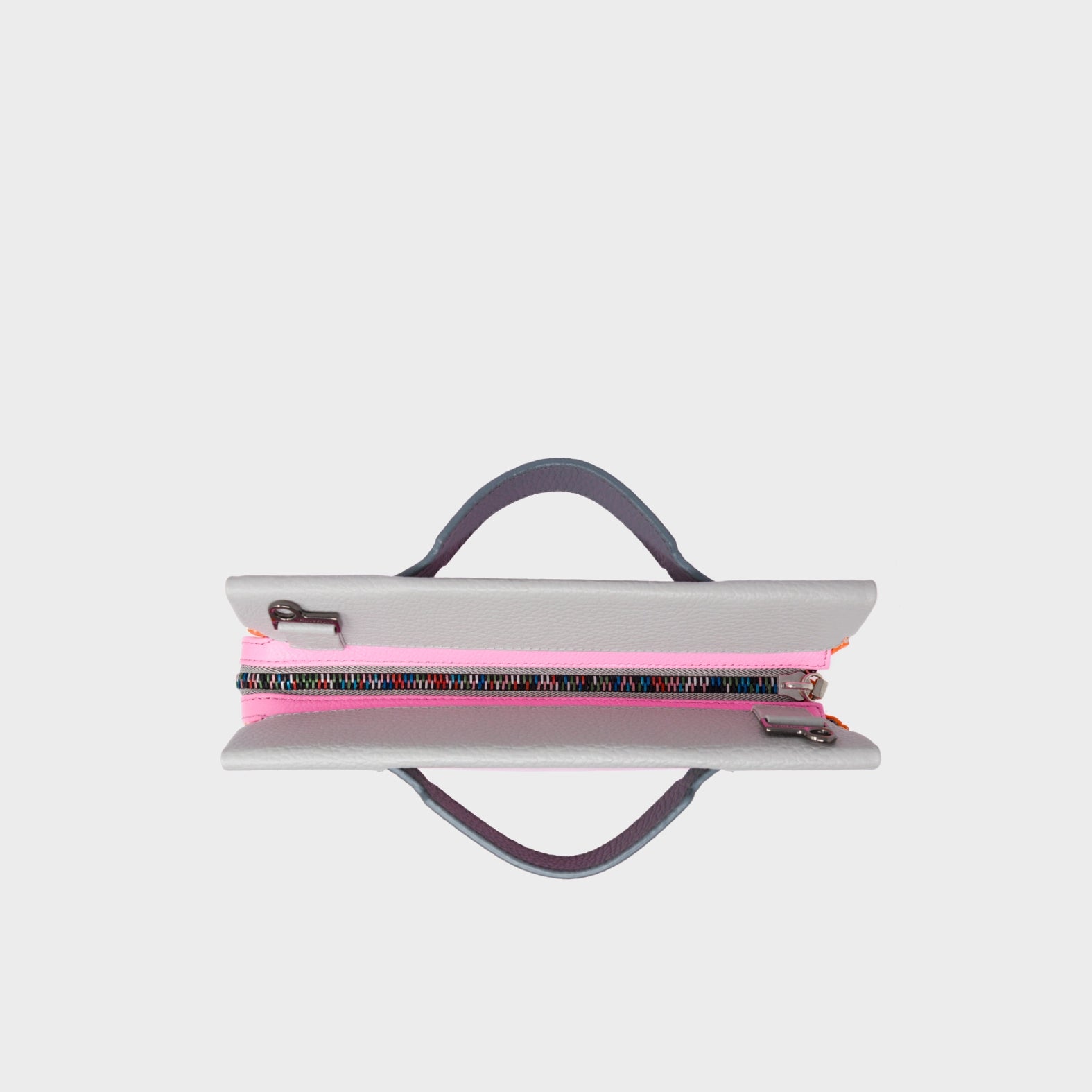 Vali Crossbody Soft Neon Pink and Moonwalk Gray - All Over Eyes Embroidery - Top View