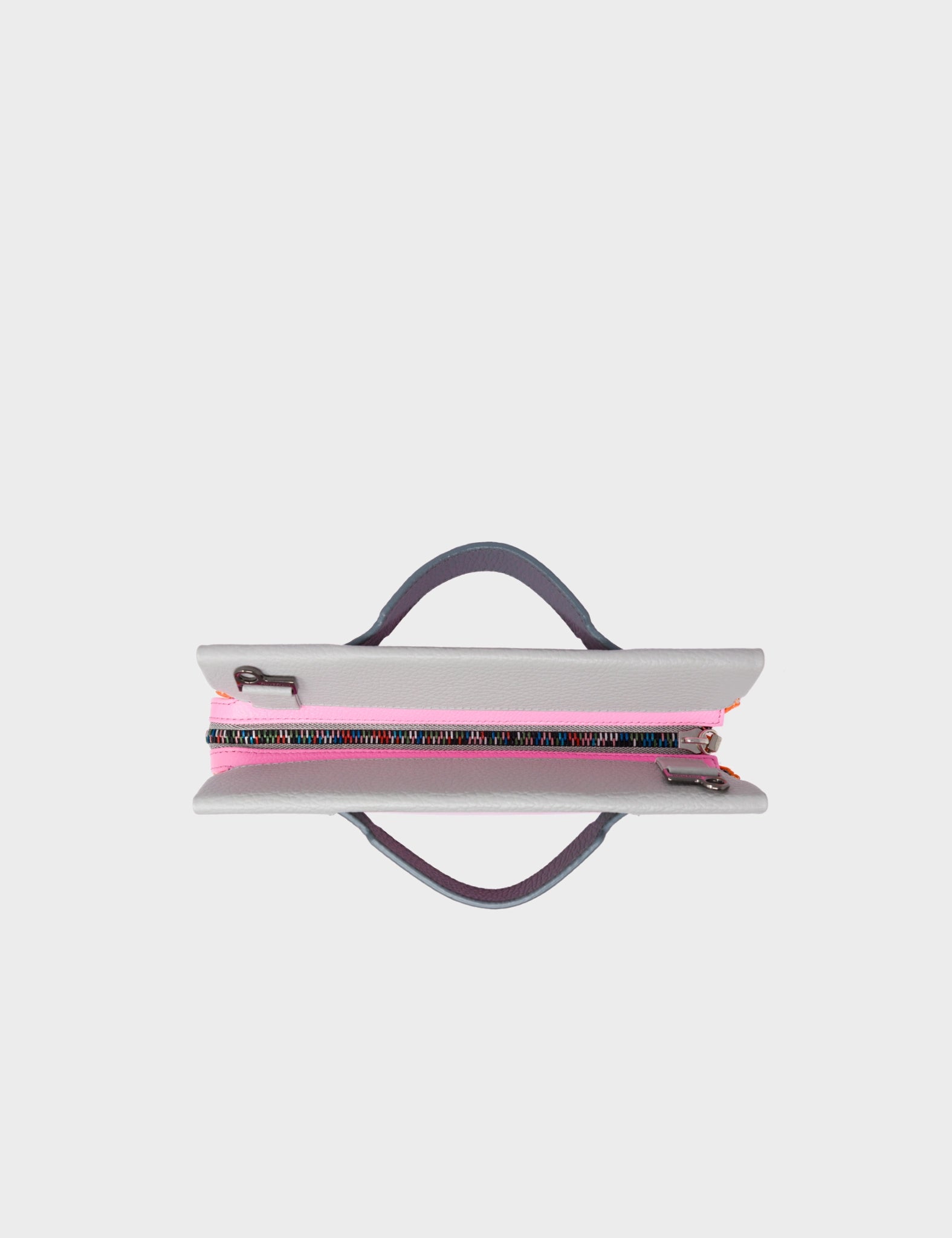 Vali Crossbody Soft Neon Pink and Moonwalk Gray - All Over Eyes Embroidery - Top View
