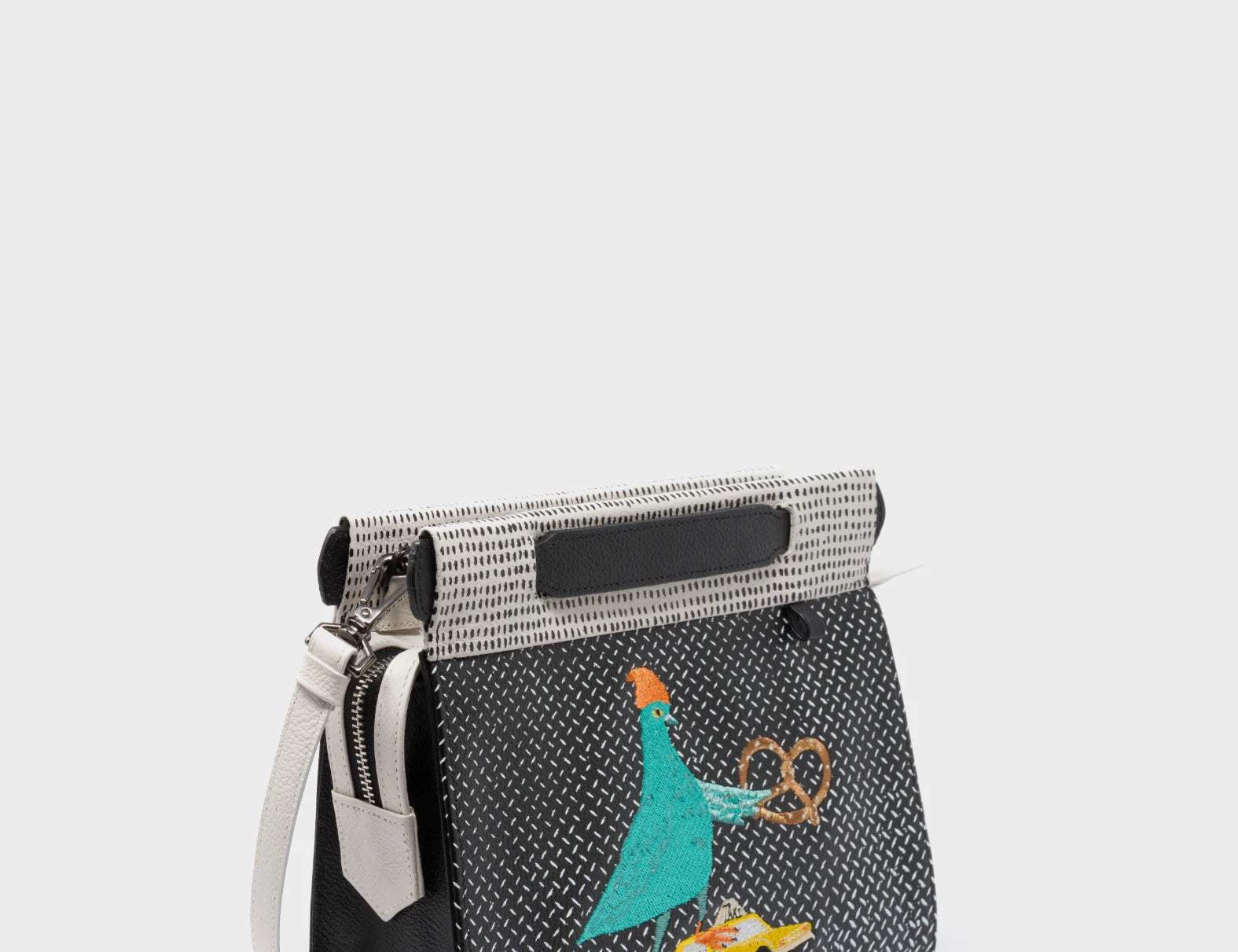 Vali Small Crossbody Cream and Black Leather Bag - Urban Pigeon Design - Main View