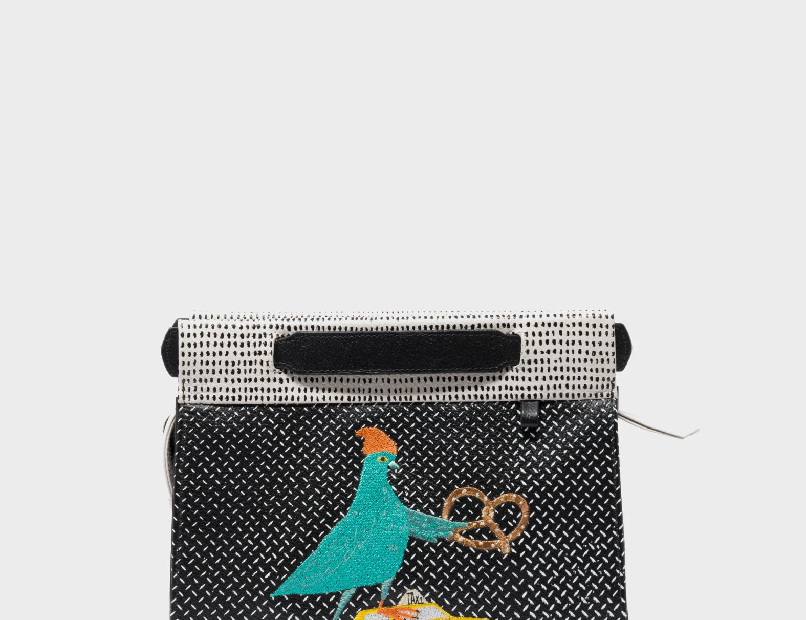 Vali Small Crossbody Cream and Black Leather Bag - Urban Pigeon Design - Front View