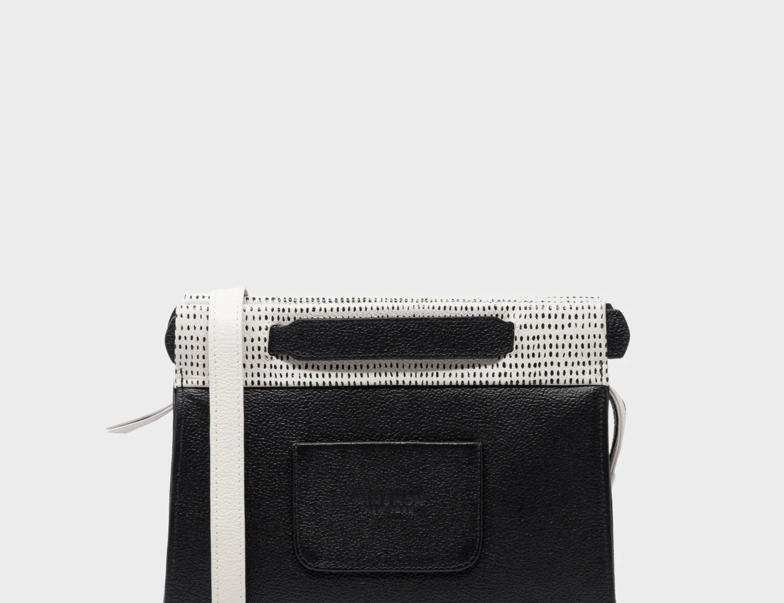 Vali Small Crossbody Cream and Black Leather Bag - Urban Pigeon Design - Back View