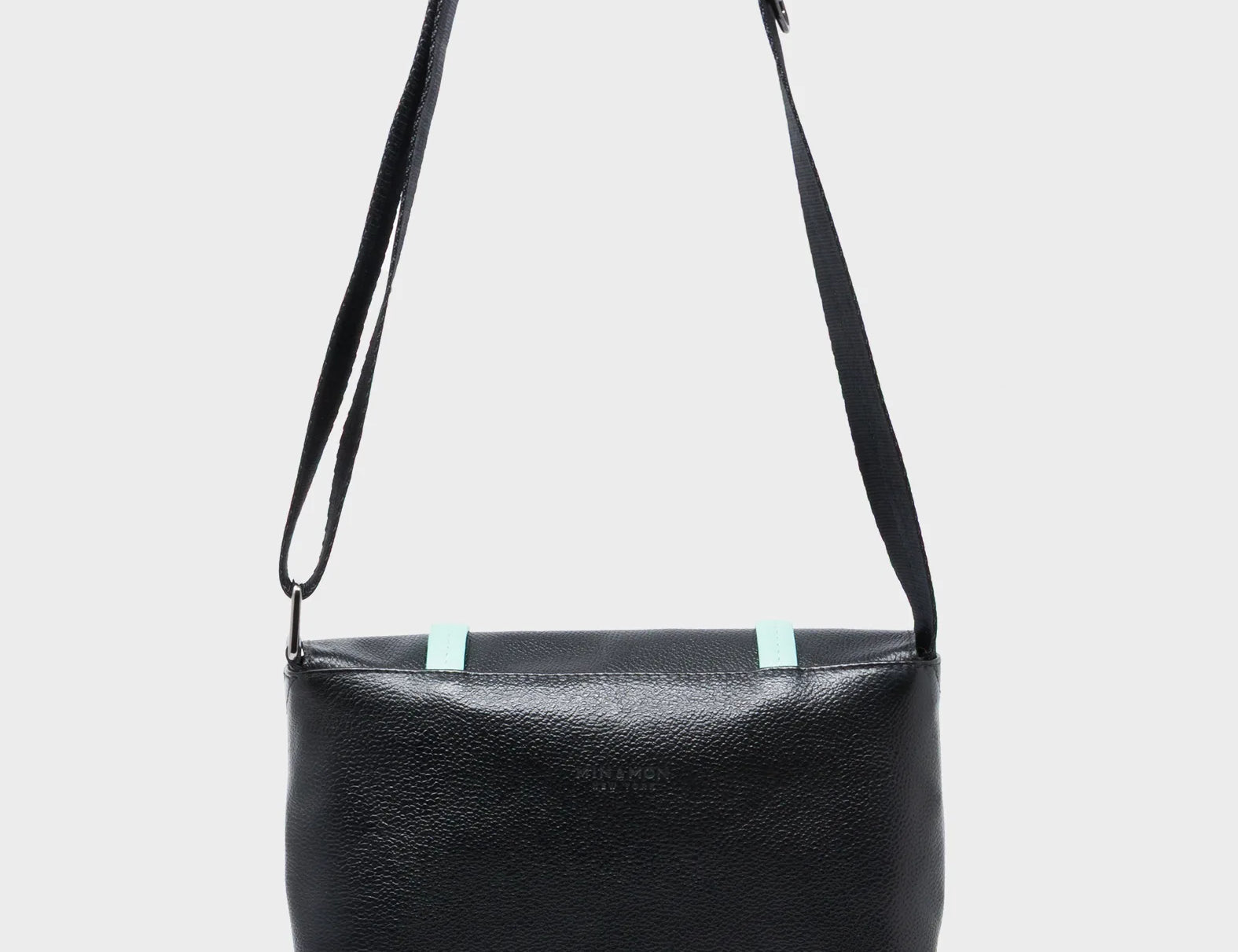 Victor Black Small Messenger Bag - Pigeonista Embroidery - Back View