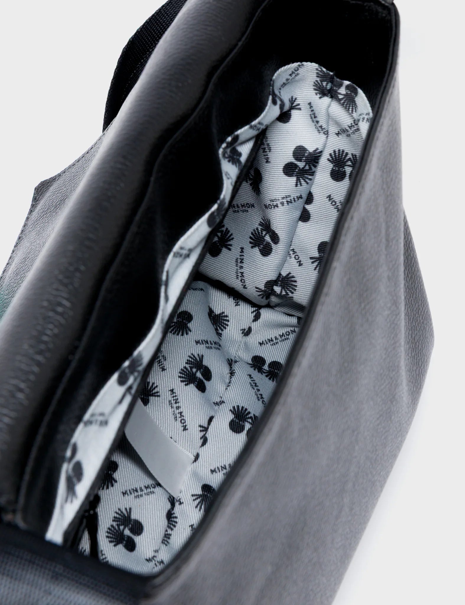 Victor Black Small Messenger Bag - Pigeonista Embroidery - Inside View