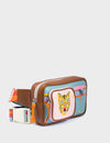 Ilan Fannypack Moca Brown Leather Bag - Happy Tiger Print