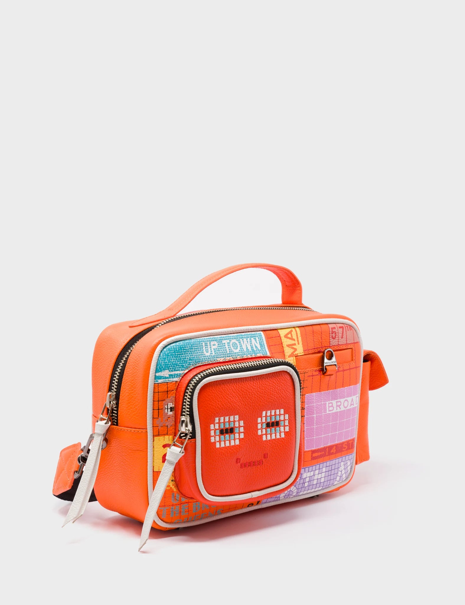 Vinyl Medium Lollipop Orange Crossbody Bag - Subway Stories Design - Main View