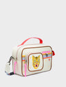 Ilan Radio Medium Cream Crossbody Bag - Happy Tiger Design - Main View