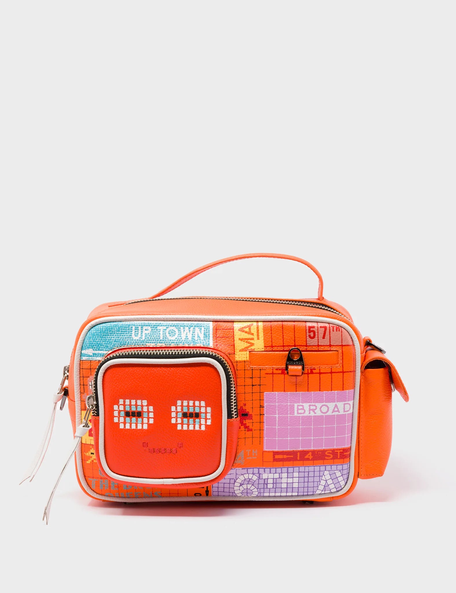 Vinyl Medium Lollipop Orange Crossbody Bag - Subway Stories Design - Front View