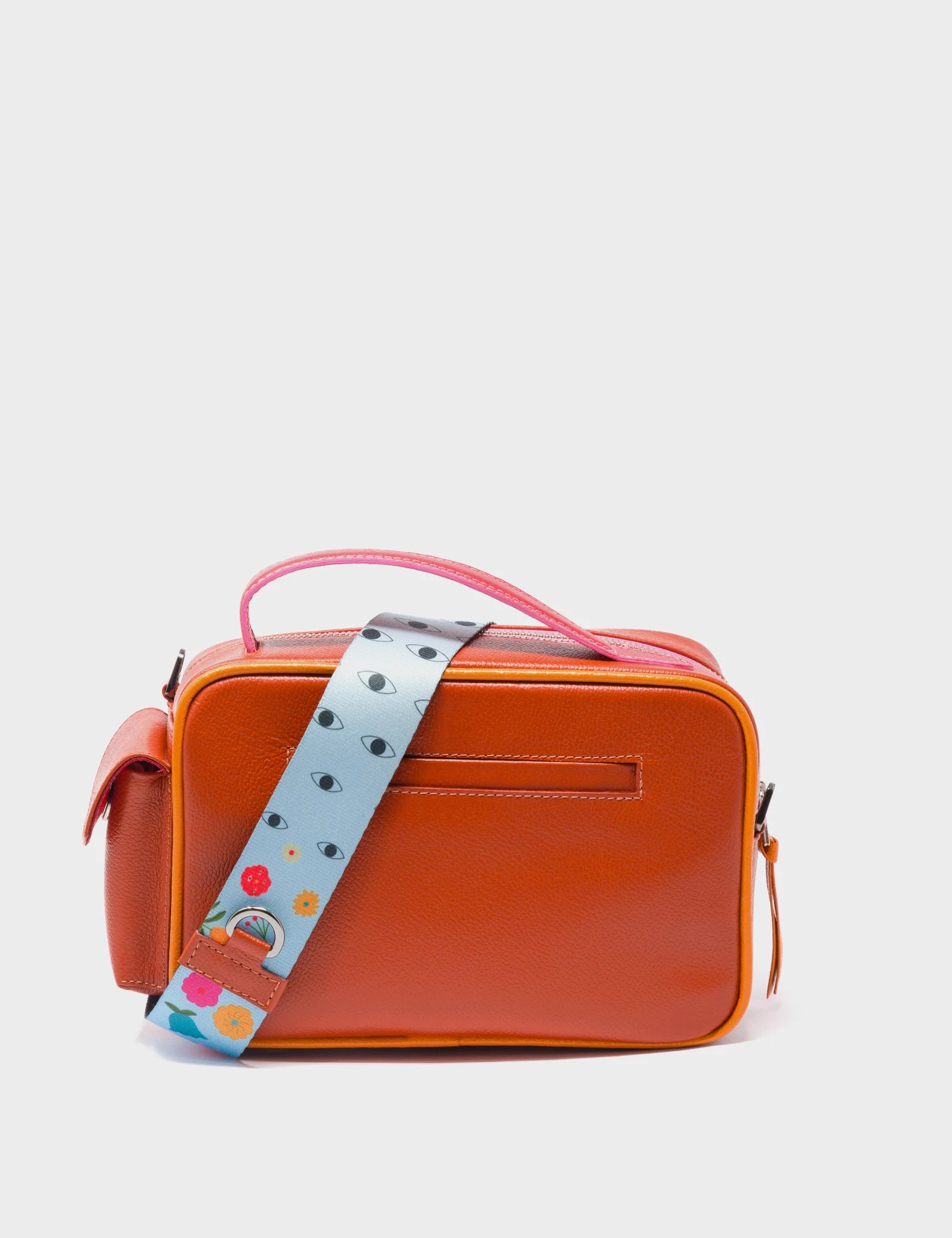 Ilan Radio Medium Cinnamon Crossbody Bag - Happy Tiger Design - Back View