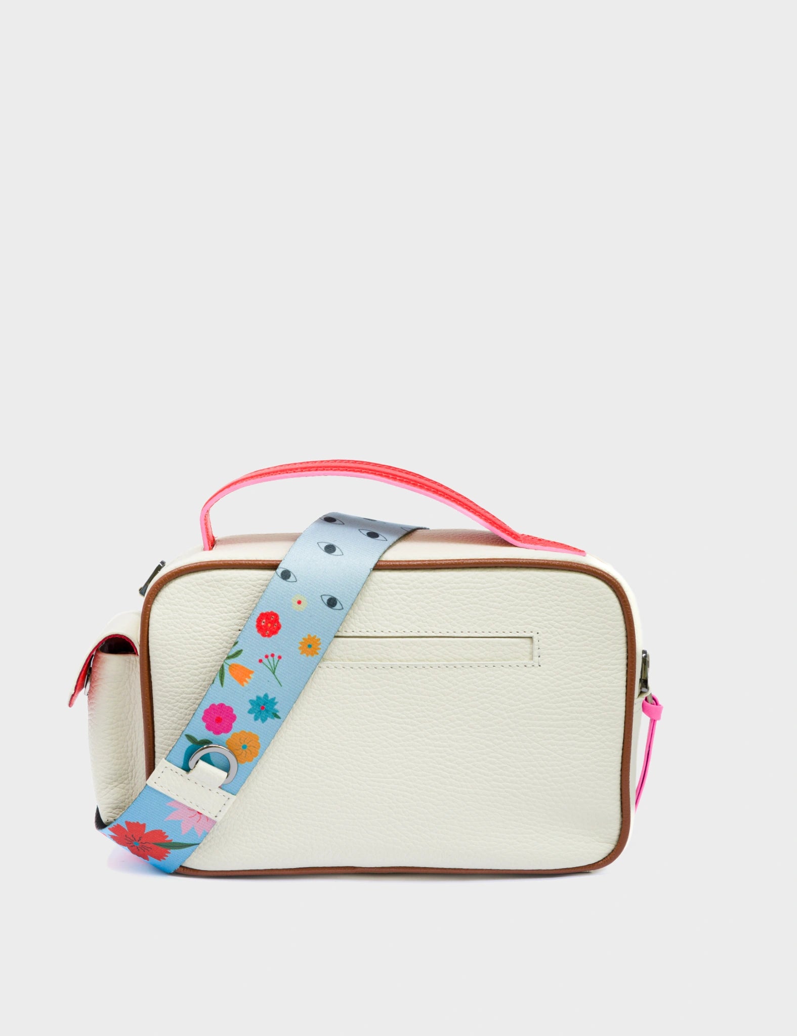 Ilan Radio Medium Cream Crossbody Bag - Happy Tiger Design - Back View