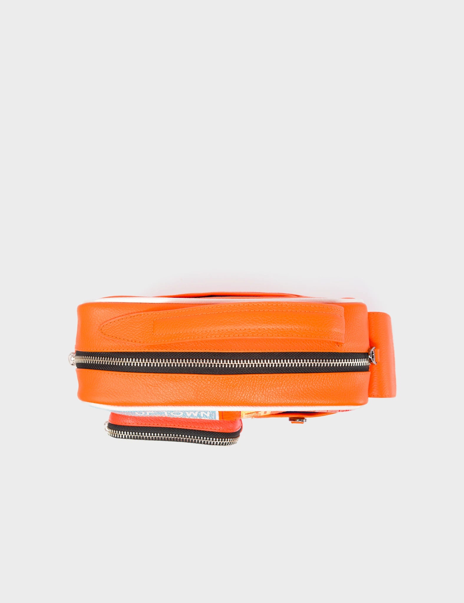 Vinyl Medium Lollipop Orange Crossbody Bag - Subway Stories Design - Top View