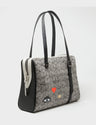 Esther Cream and Black Satchel Bag - Cubes Design - Main View
