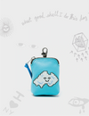 Florence Pouch Charm  - Cyan Leather Keychain Cloud Applique