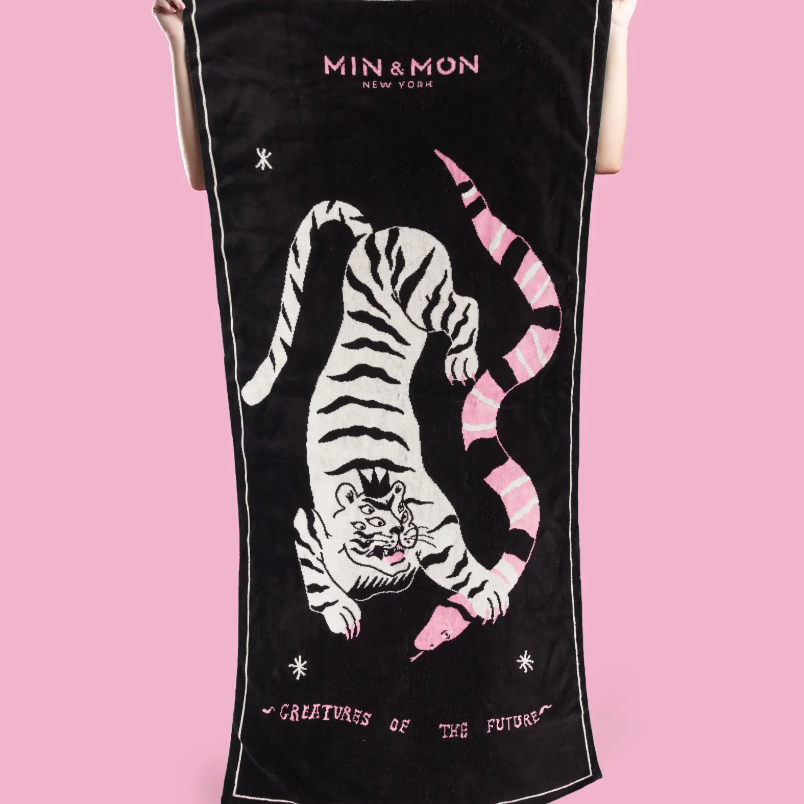 Beach Cotton Towel - Creatures of the Future Design - Model View