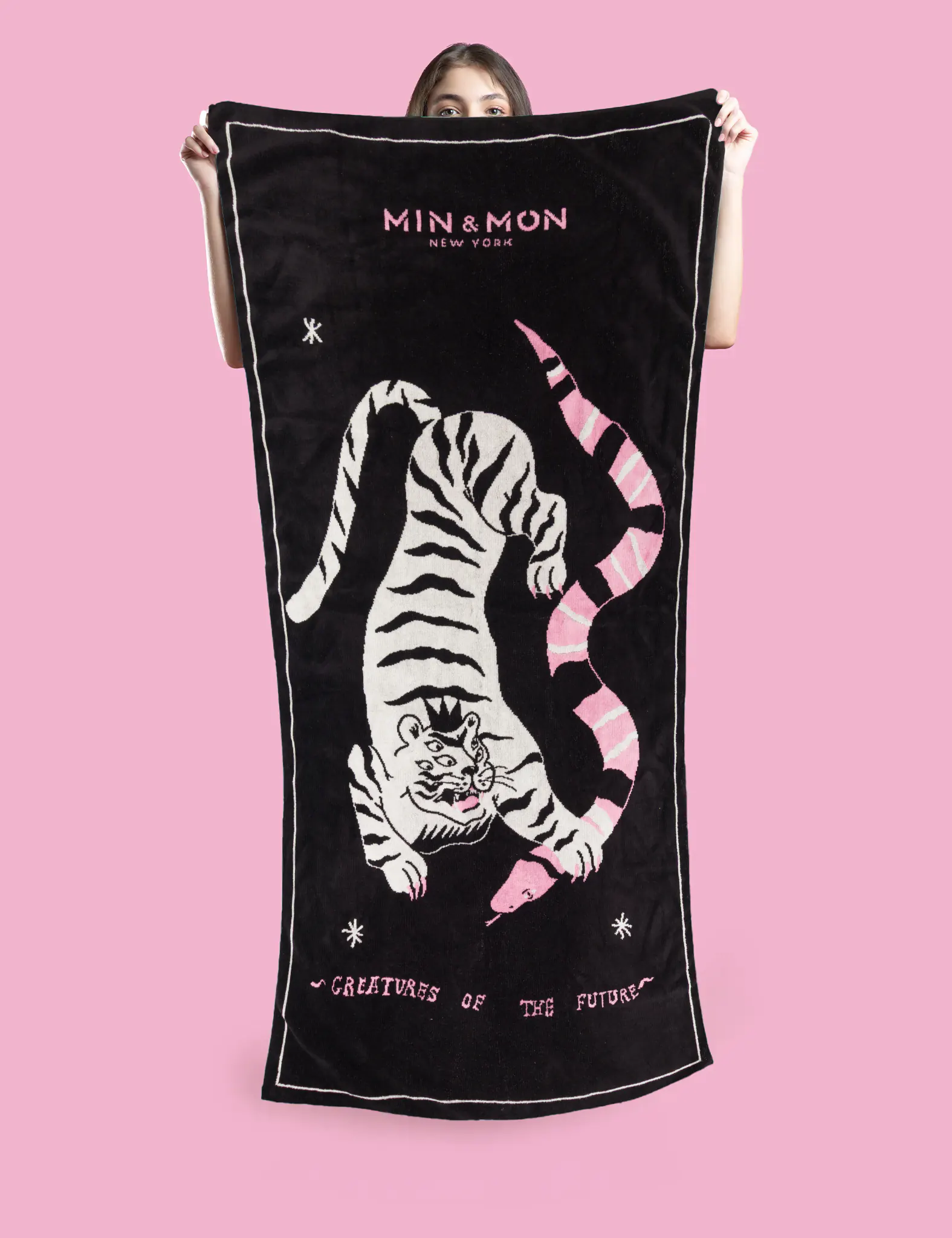 Beach Cotton Towel - Creatures of the Future Design - Model View