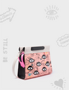 Vali Crossbody Small Rosa Leather Bag - Urban Doodles Print and Eyes Applique