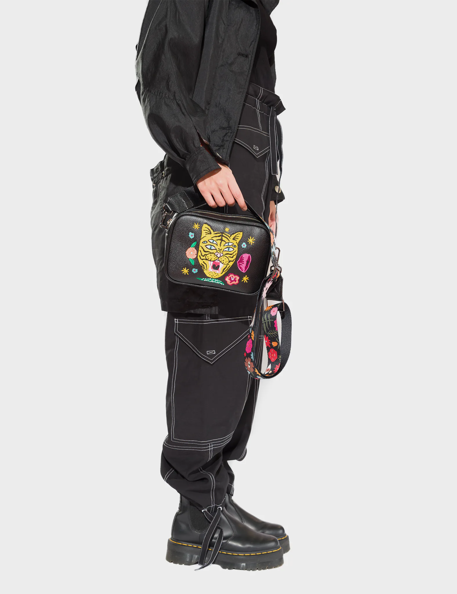 Verto Black Leather Crossbody Bag