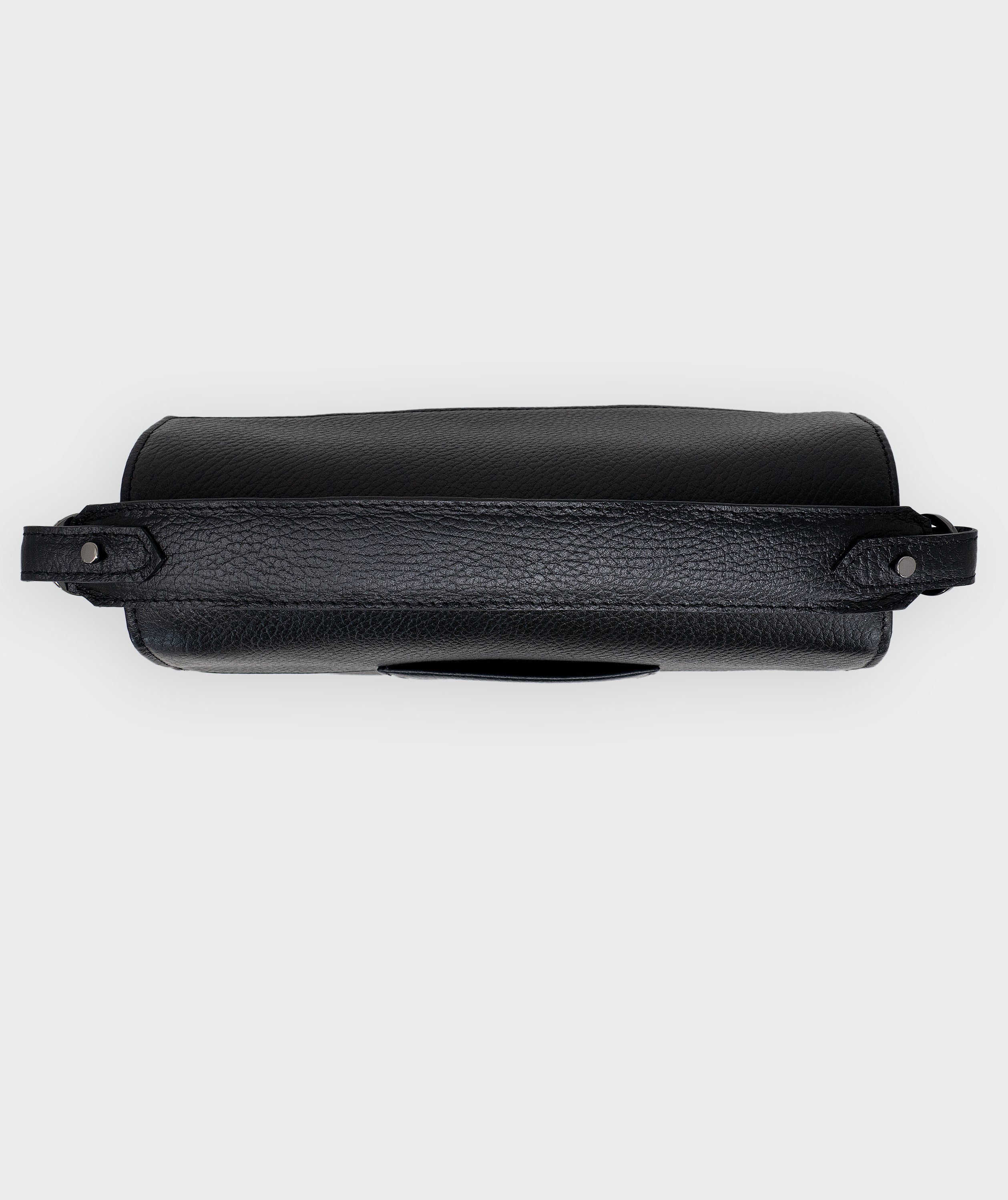 Anastasio Medium Crossbody Handbag Black Leather - Eyes Embroidery - Top view