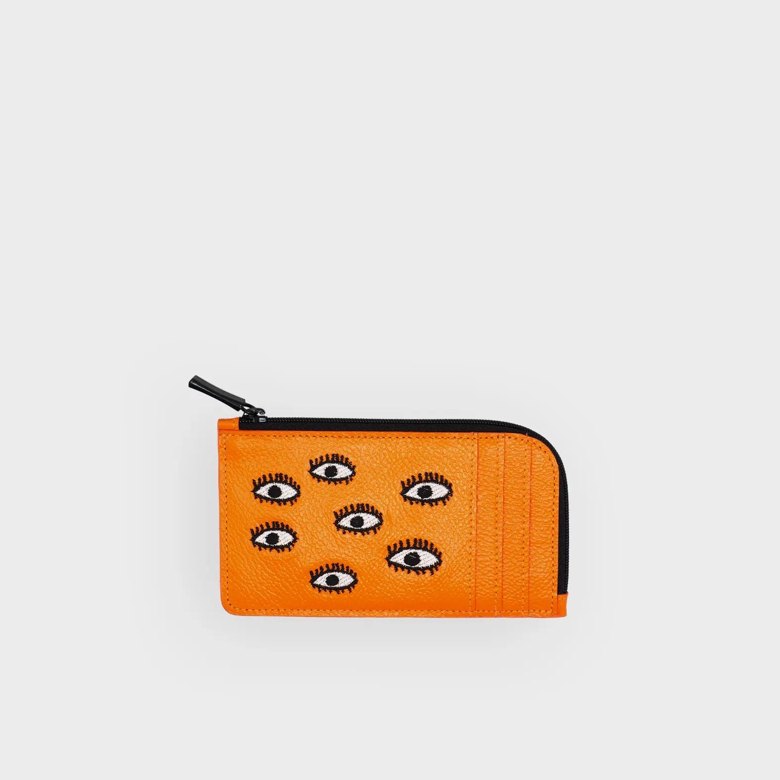 Fausto Wallet Neon Orange - All Over Eyes Print - Front view