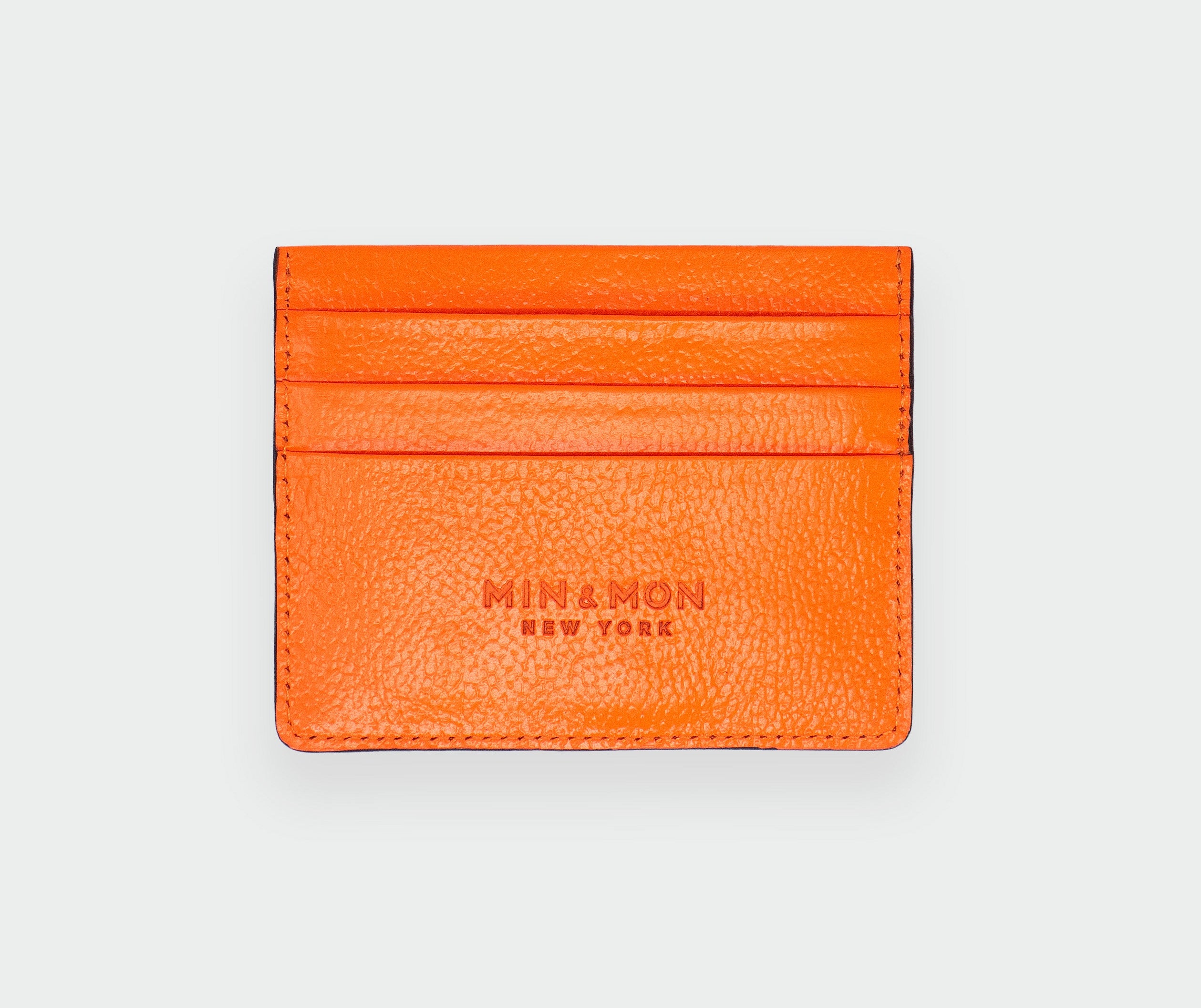Filium Neon Orange Leather Cardholder - All Over Eyes Embroidery - Back view