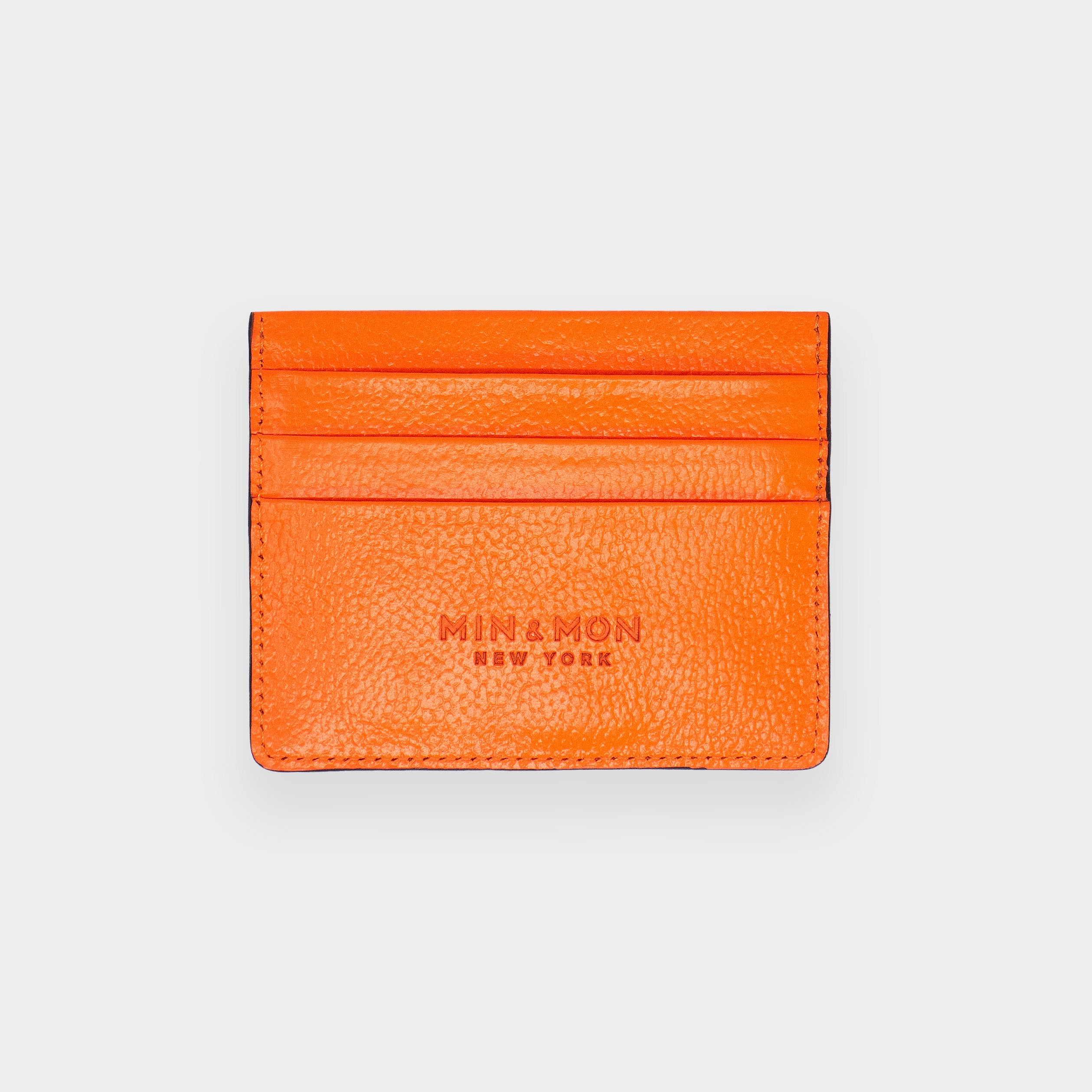 Filium Neon Orange Leather Cardholder - All Over Eyes Embroidery - Back view