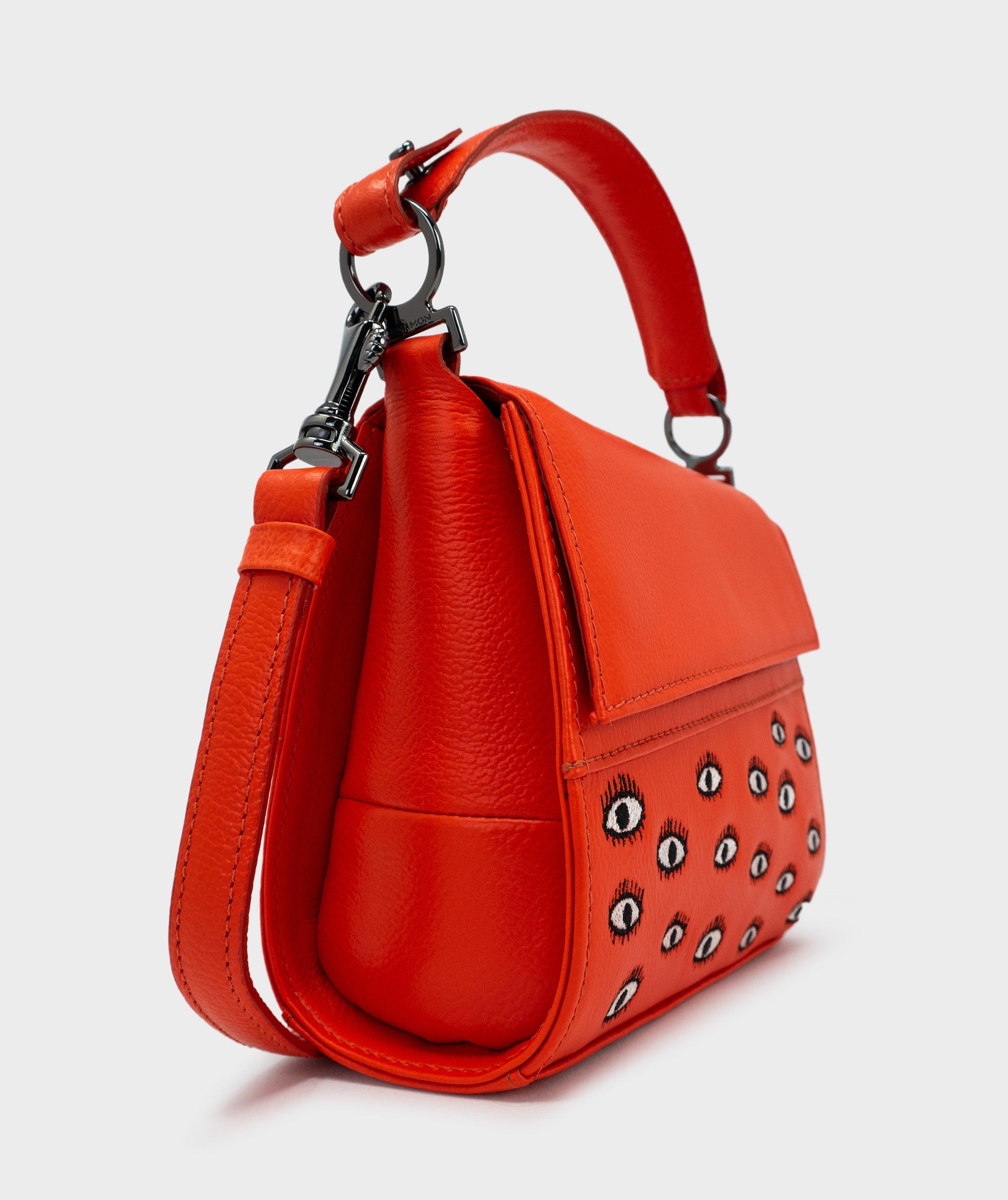 Anastasio Crossbody Handbag - Micro - Fiesta red - All over eyes Print -  Side view