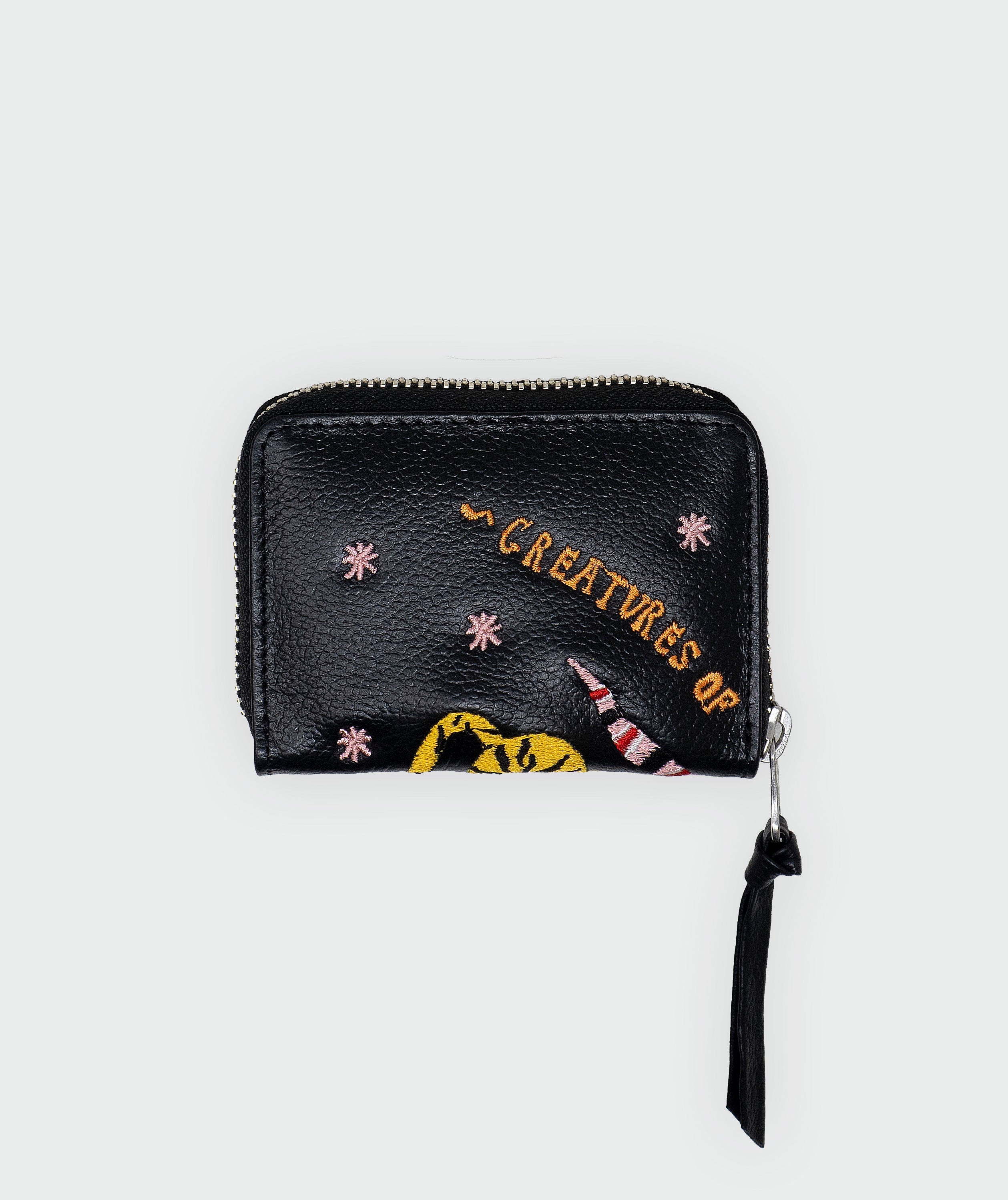 Frodo Wallet - Black Leather All Over Eyes Embroidery