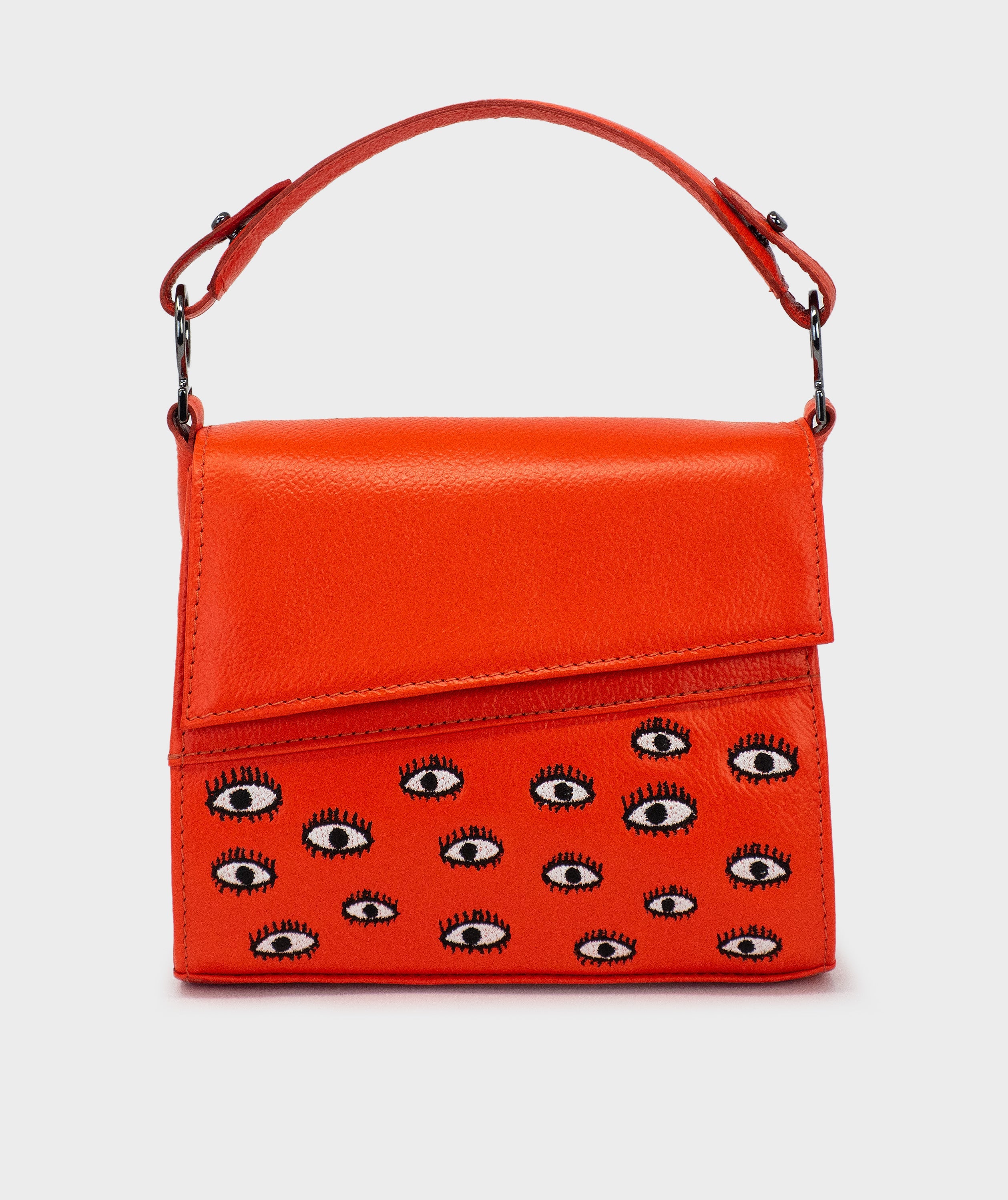 Anastasio Crossbody Handbag - Micro - Fiesta red - All over eyes Print -  Front view