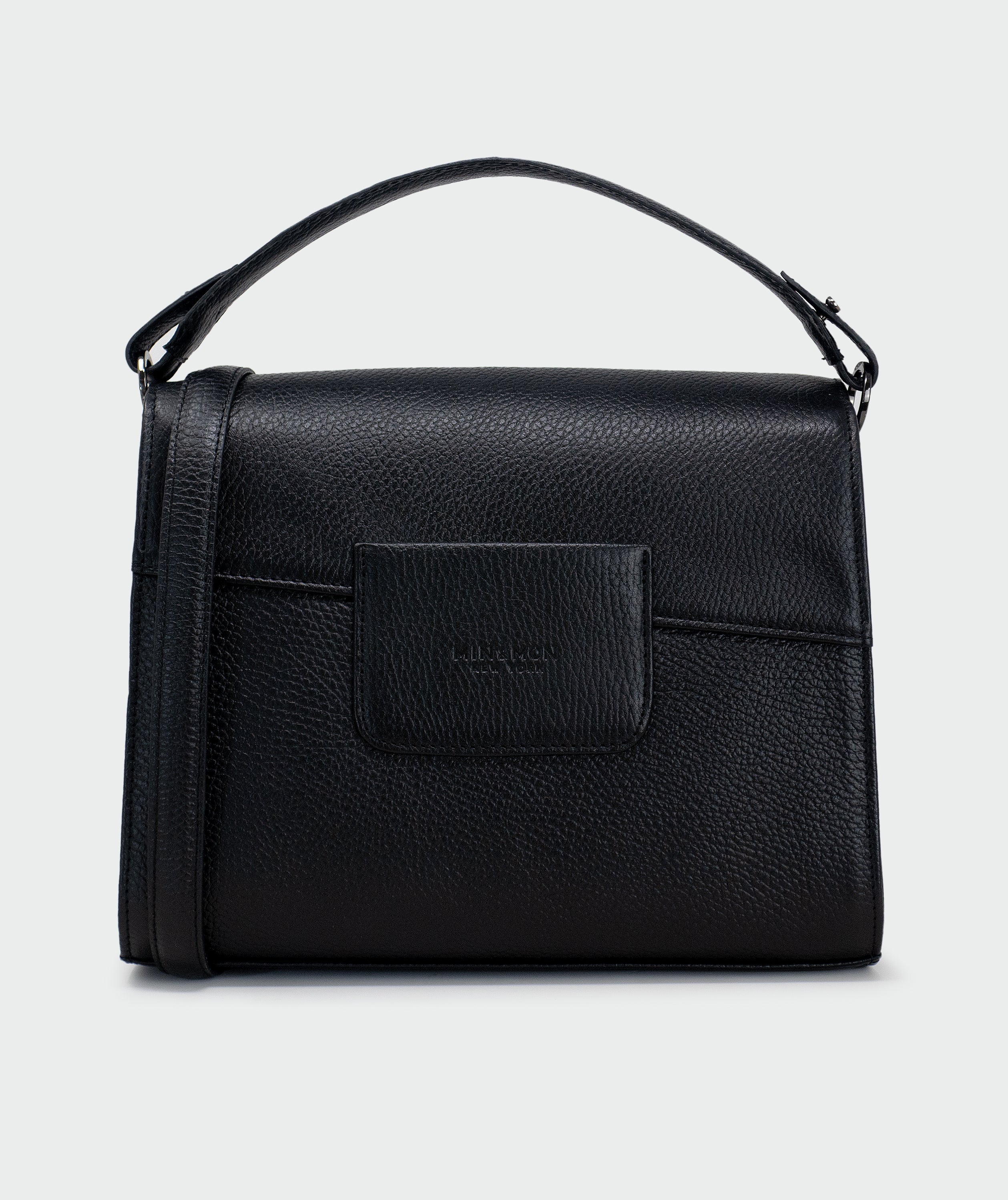 Anastasio Medium Crossbody Handbag Black Leather - Eyes Embroidery - Back view