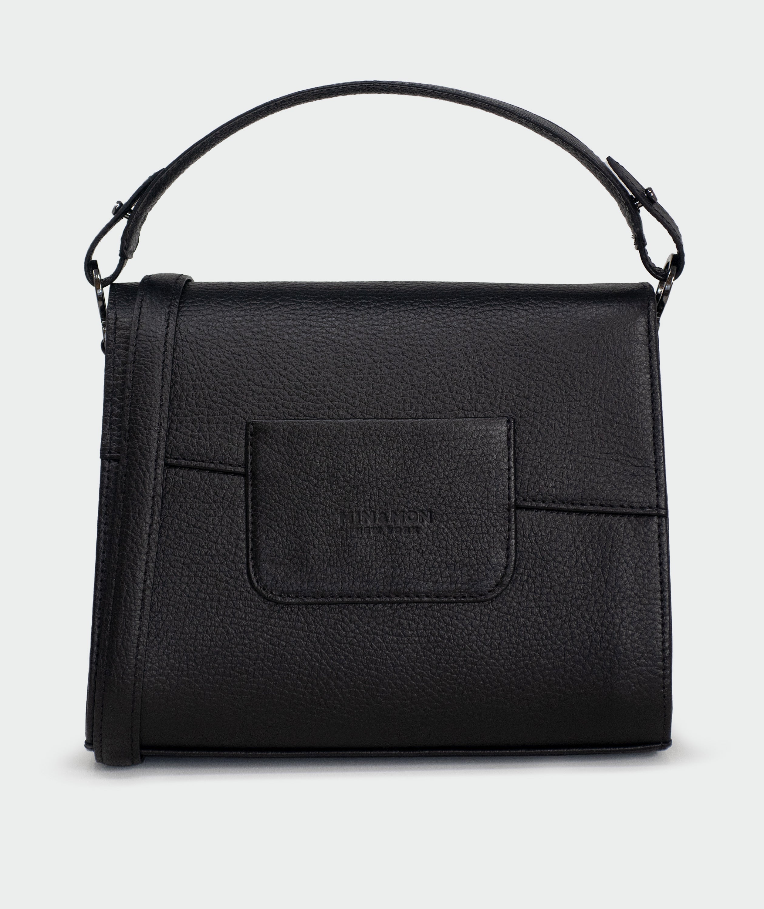 Anastasio Mini Crossbody Handbag Black Leather - All Over Eyes Embroidery - Back view