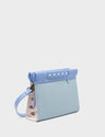 Vali Crossbody Sterling Blue Leather Bag - All Over Eyes Embroidery