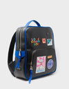 Marino Black and Blue Leather Backpack Medium - Groovin' Galaxies Applique