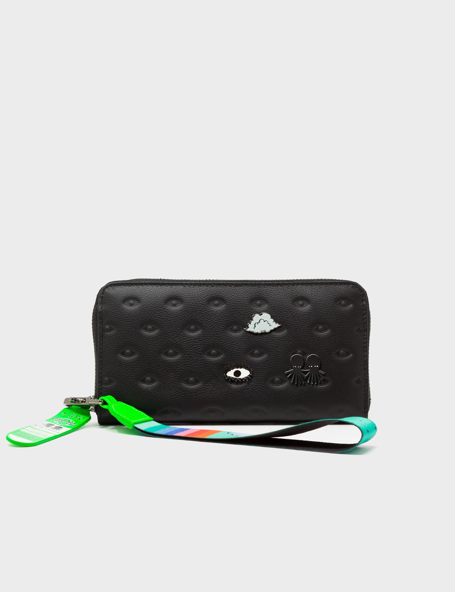 Francis Black Leather Wallet - Debossed All Over Eyes Pattern