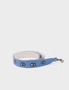 Detachable Vista Blue Leather Shoulder Strap - All Over Eyes Embroidery
