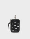 Florence Pouch Charm  - Black Leather Keychain Eyes Embroidery