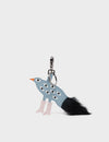 Bird In Boots Charm - Sterling Blue Leather Keychain
