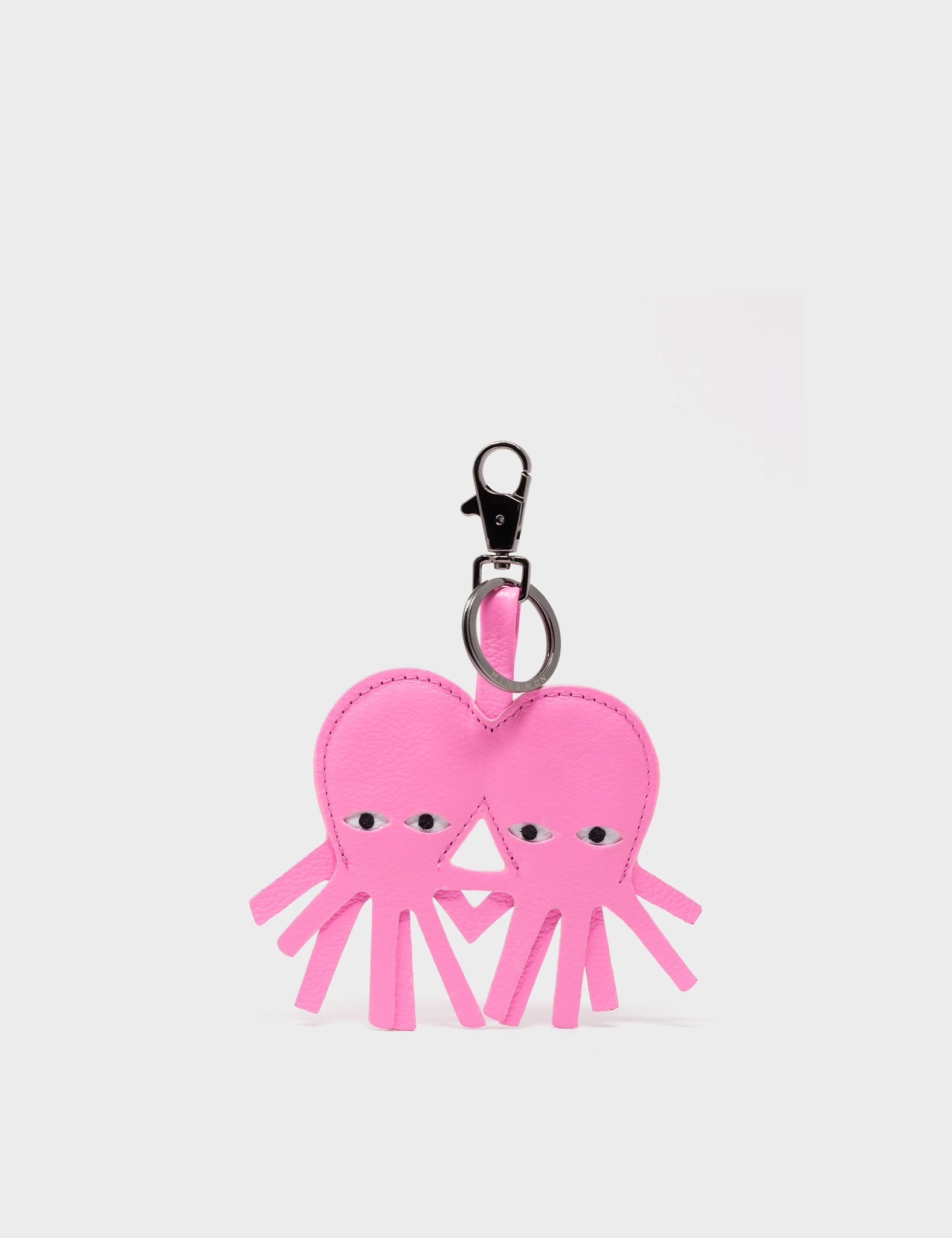 Octopus twins Charm - Bubblegum Pink Leather Keychain