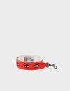 Detachable Short Fiesta Red Leather Shoulder Strap - All Over Eyes Embroidery
