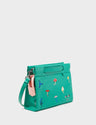Vali Crossbody Deep Green Leather Bag - Woodlands Embroidery