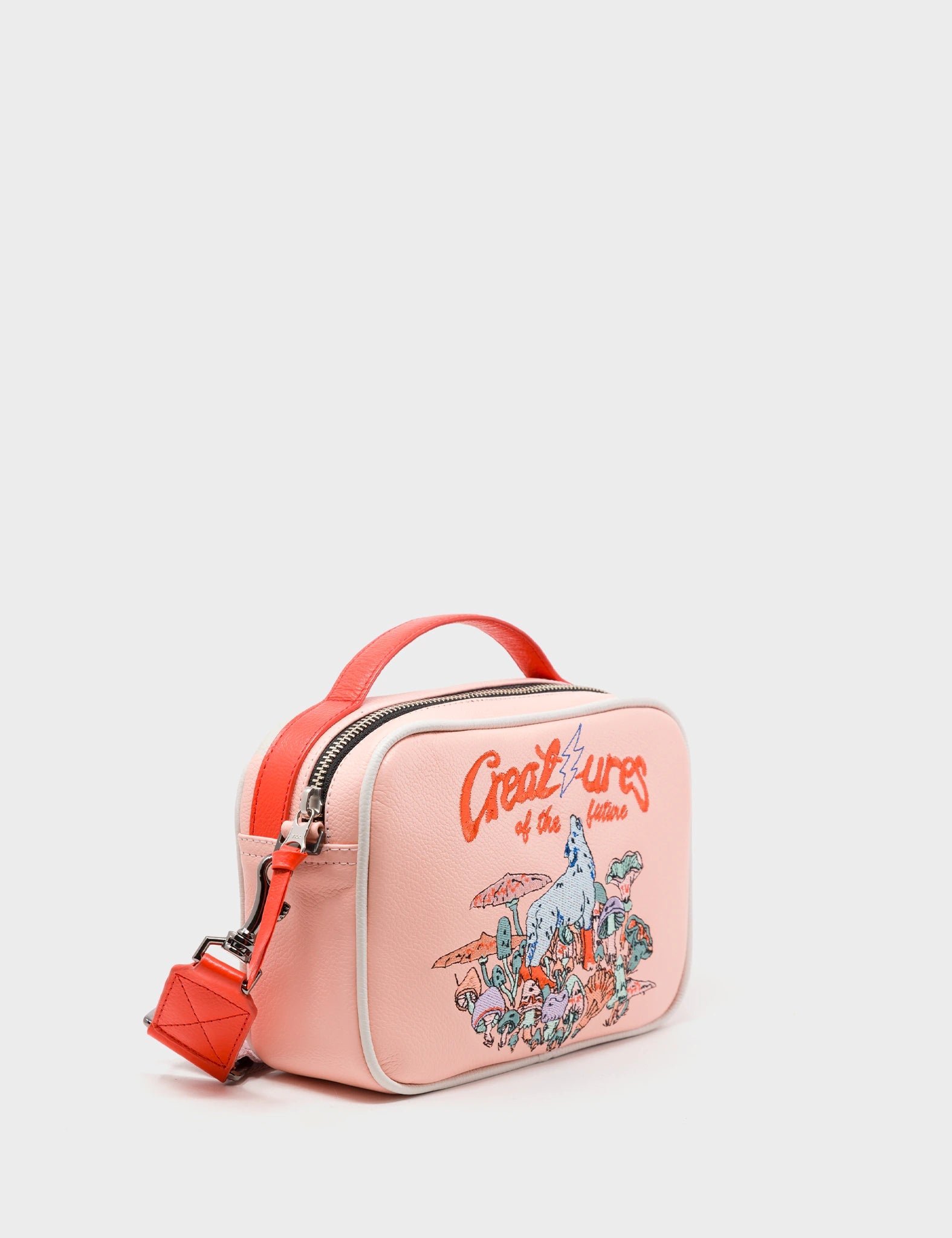 Verto Rosa Quartz Leather Crossbody Handbag - Woodlands Embroidery