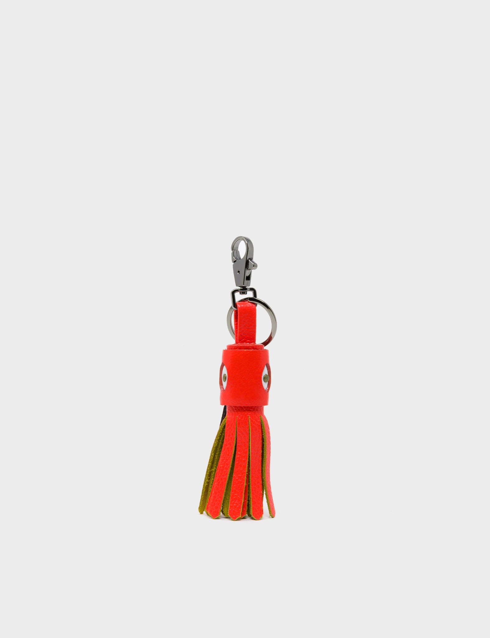Tassel Squid Callie Marie Hue Charm - Fiesta Red Leather Keychain