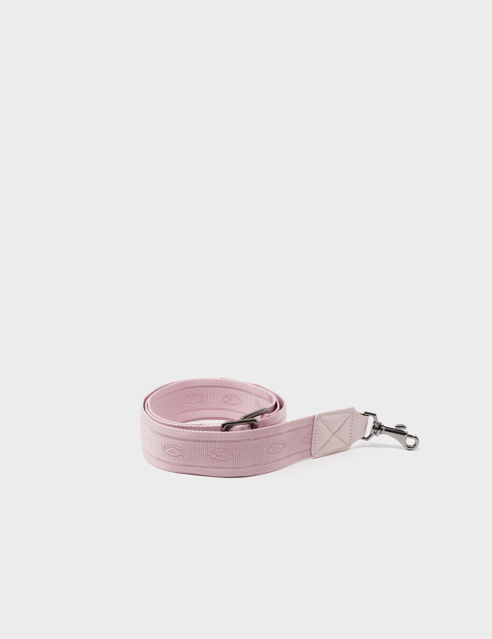 Detachable Crossbody Powder Pink Leather and Nylon Strap Eyes Design - front