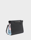 Vali Crossbody Small Black And Parfait Pink Leather Bag - All Over Eyes Embroidery