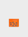 Filium Neon Orange Leather Cardholder - All Over Eyes Embroidery