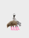 Wolf In Heels Charm - Brown Fur and Pink Leather Keychain