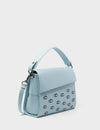 Anastasio Mini Crossbody Handbag Sterling Blue Leather - All Over Eyes Embroidery