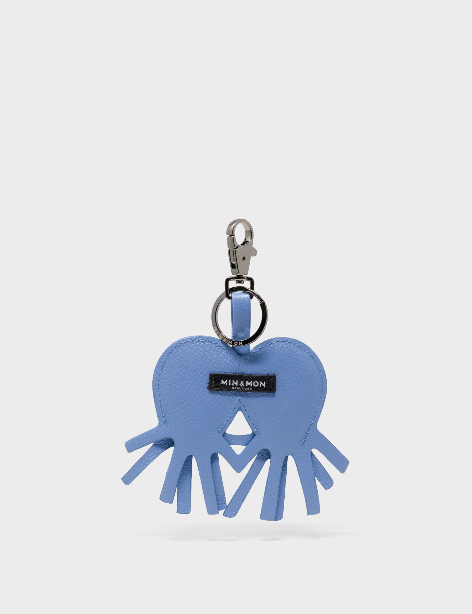 Octotwins Charm - Sterling Blue Leather Keychain - Back