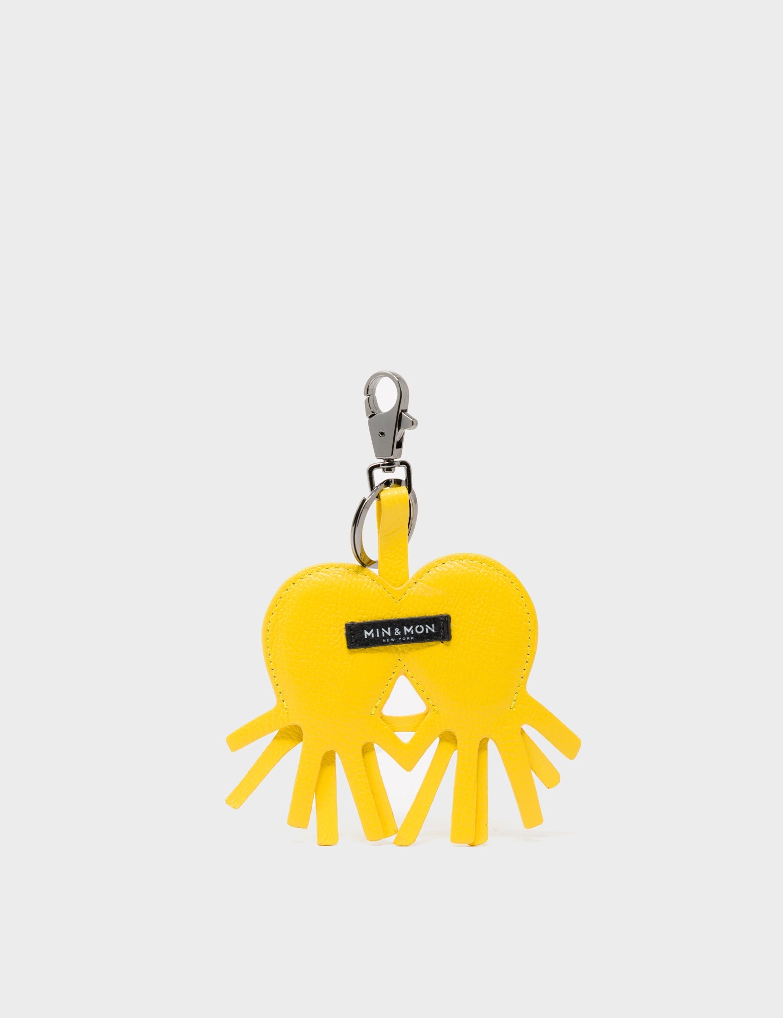 Octotwins Charm - Balloon Yellow Leather Keychain - back