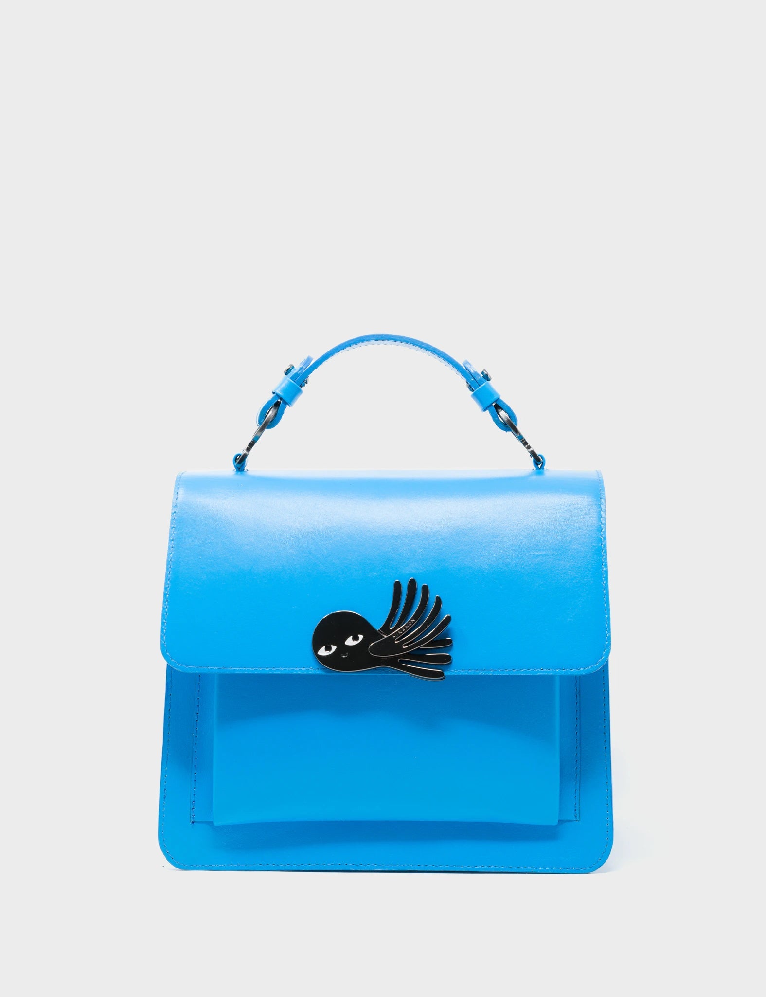 Silas Hawaii Blue Medium Leather Crossbody Bag - Front