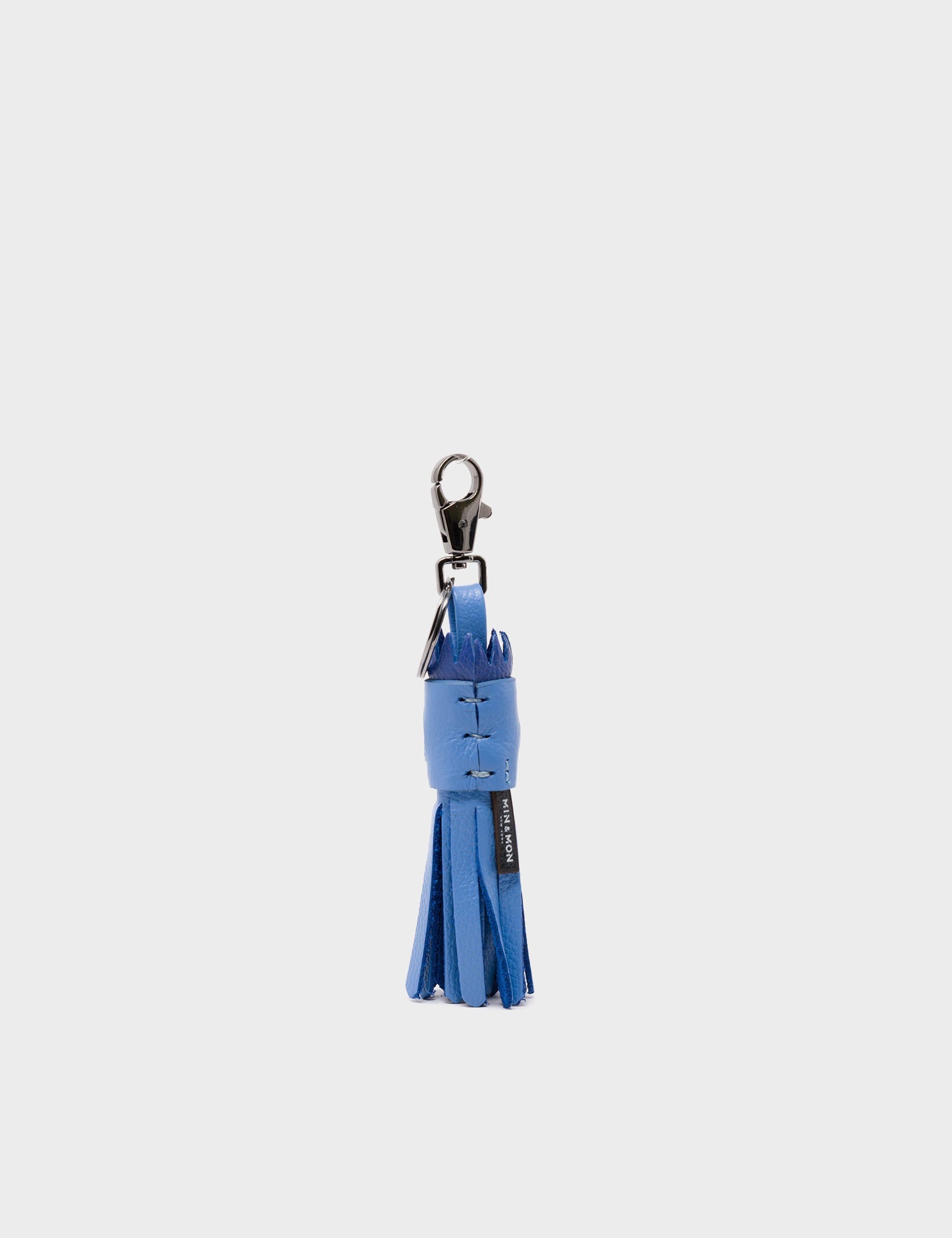 Queen Callie Marie Calamar Charm - Vista Blue Leather Keychain - Back